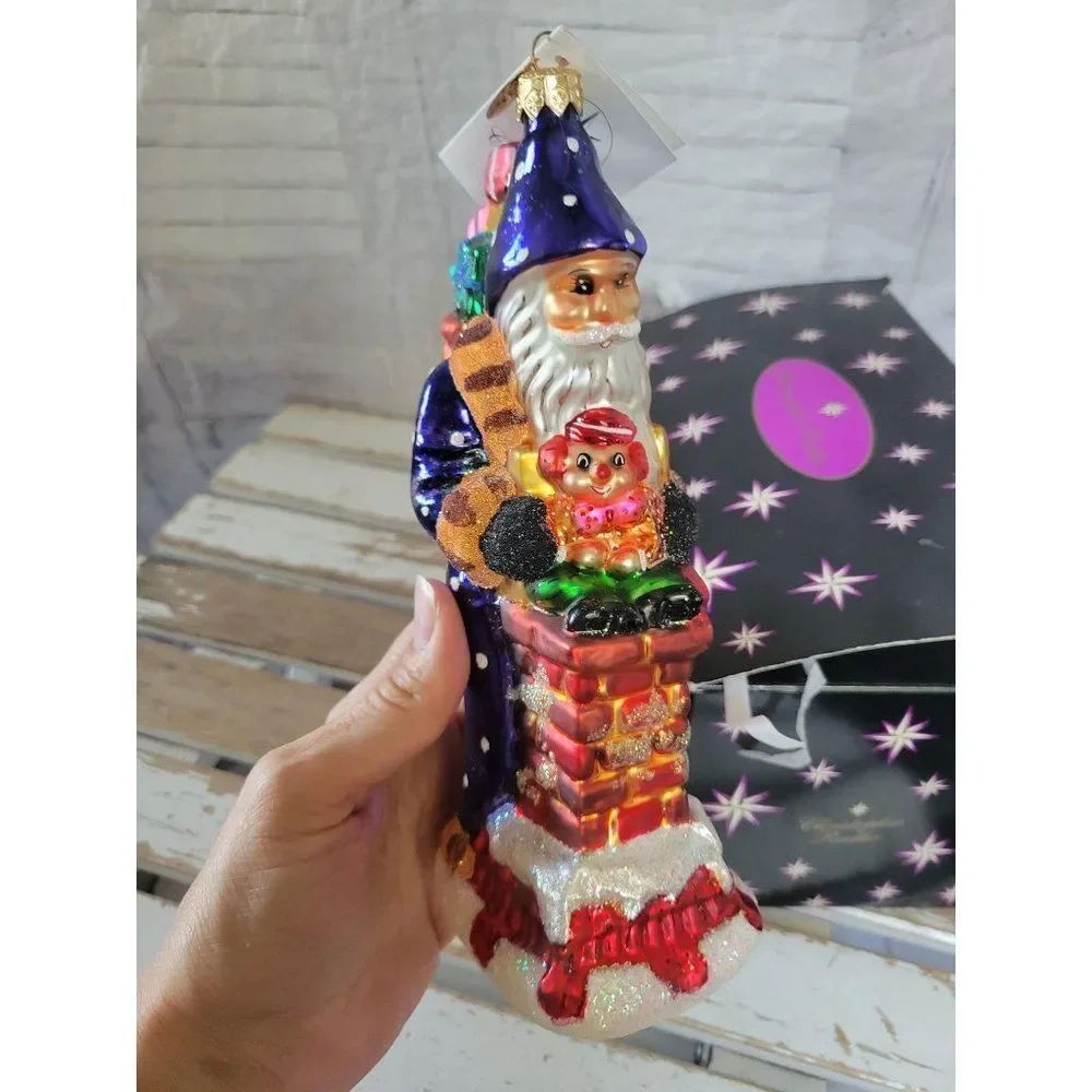 Radko chimney‎ sweets blue wizard Santa ornament Xm